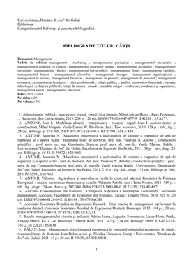 Bibliografie Titluri Cărţi