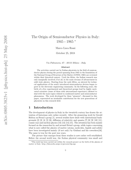 The Origin of Semiconductor Physics in Italy: 1945-1965