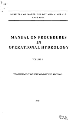 Manual on Procedures in Operational Hydrology