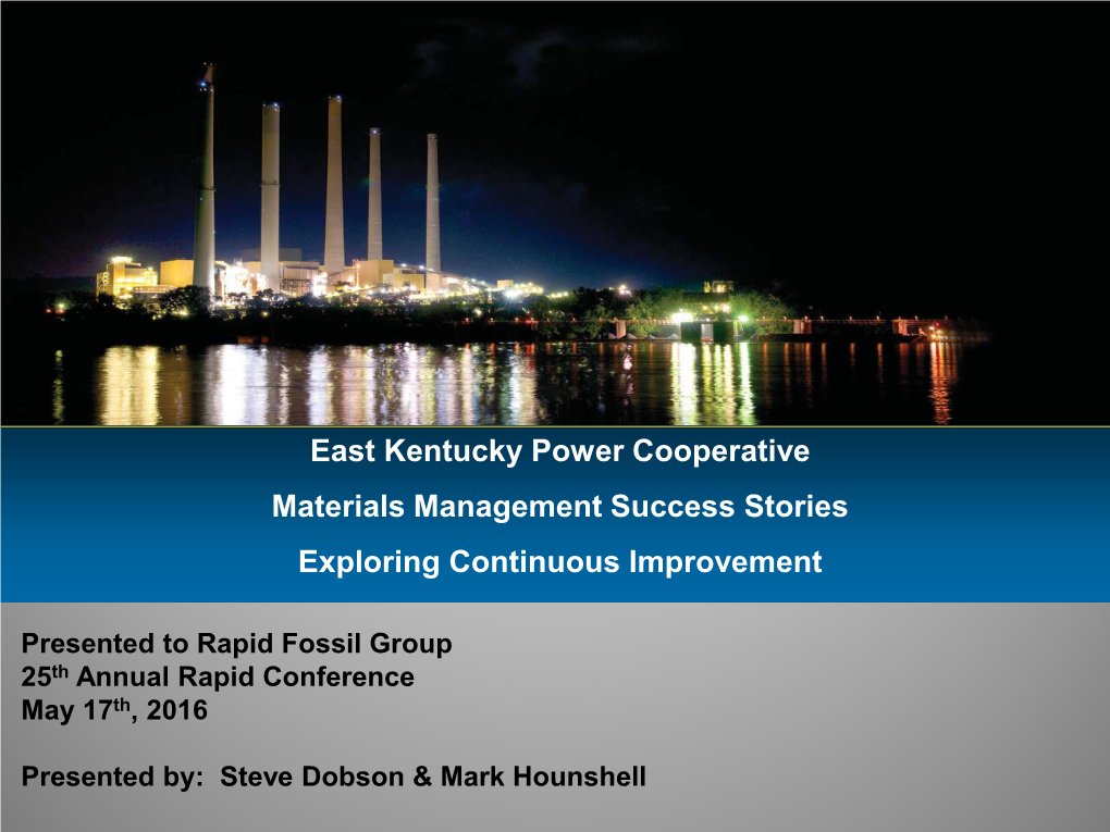 East Kentucky Power Cooperative Materials Management Success Stories Exploring Continuous Improvement