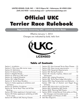 Official UKC Terrier Race Rulebook