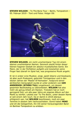 STEVEN WILSON – to the Bone Tour – Berlin, Tempodrom – 05