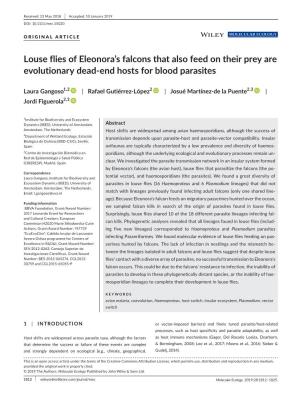 Louse Flies of Eleonora's Falcons That Also Feed on Their Prey Are