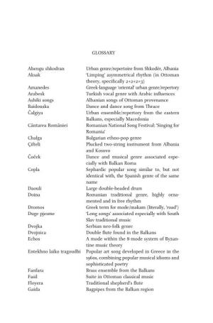 Glossary Ahengu Shkodran Urban Genre/Repertoire from Shkodër