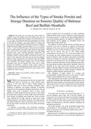 The Influence of the Types of Smoke Powder and Storage Duration on Sensory Quality of Balinese Beef and Buffalo Meatballs E