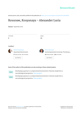 Rossouw, Kosyanaya - Alexander Luria