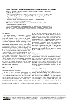 Iridoid Glucosides from Phlomis Tuberosa L. and Phlomis Herba-Ventis L