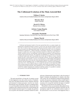 The Collisional Evolution of the Main Asteroid Belt