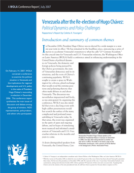 Venezuela After the Re-Election of Hugo Chávez: Political Dynamics and Policy Challenges Rapporteur’S Report by Coletta A