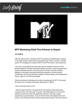 MTV Marketing Chief Tina Exharos to Depart