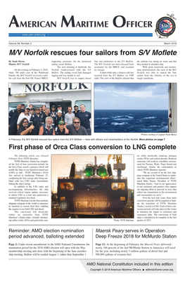 M/V Norfolk Rescues Four Sailors from S/V Moflete by Noah Myrus Requesting Assistance for the Distressed Fuel and Antibiotics to the S/V Moflete
