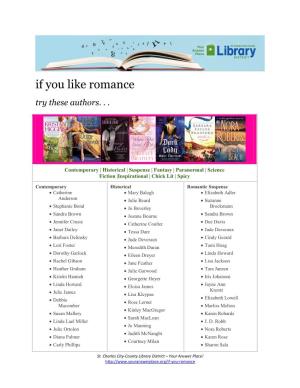 If You Like Romance Try These Authors