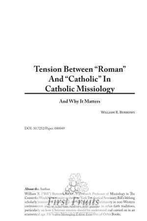 Tension Between "Roman" and "Catholic" in Catholic Missiology