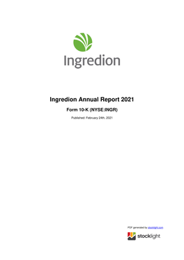 Ingredion Annual Report 2021