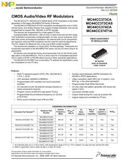 MC44CC373 CMOS Audio/Video RF Modulators