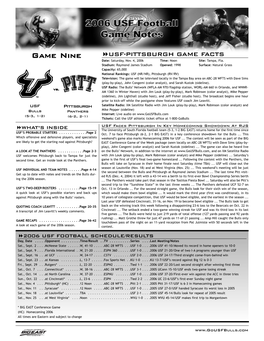 2006 USF FB Game Notes.Qxd