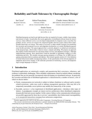Reliability and Fault-Tolerance by Choreographic Design∗