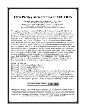 Elvis Presley Memorabilia at AUCTION