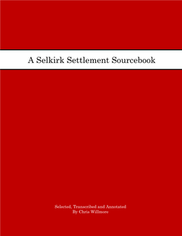 A Selkirk Settlement Sourcebook