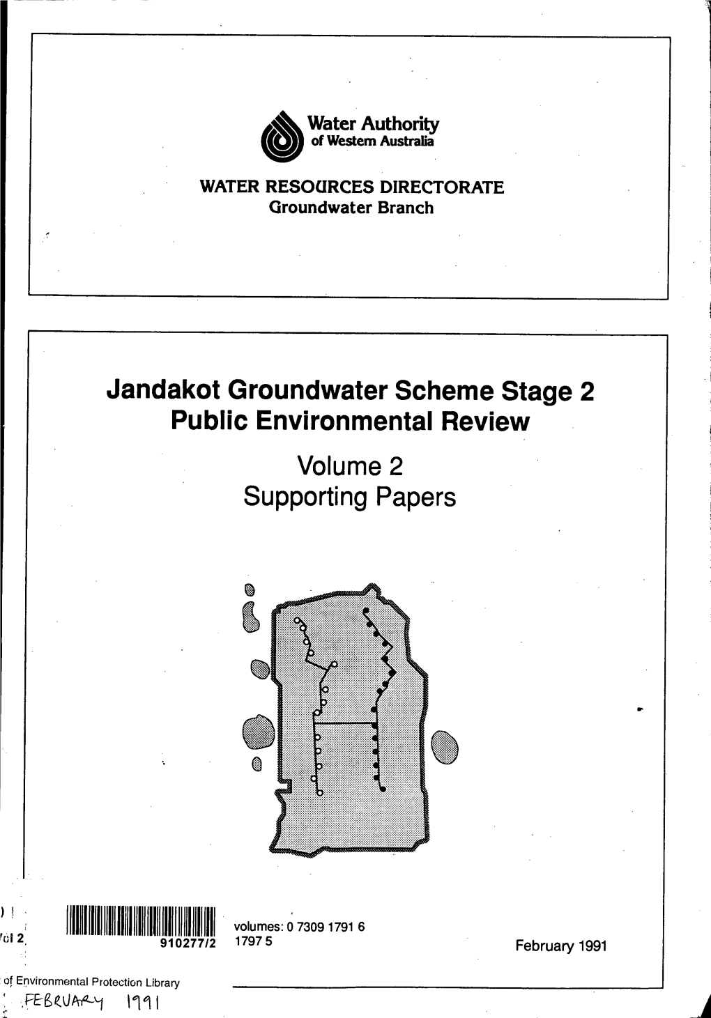 Water Authority U of Western Australia WATER RESOURCES DIRECTORATE Groundwater Branch