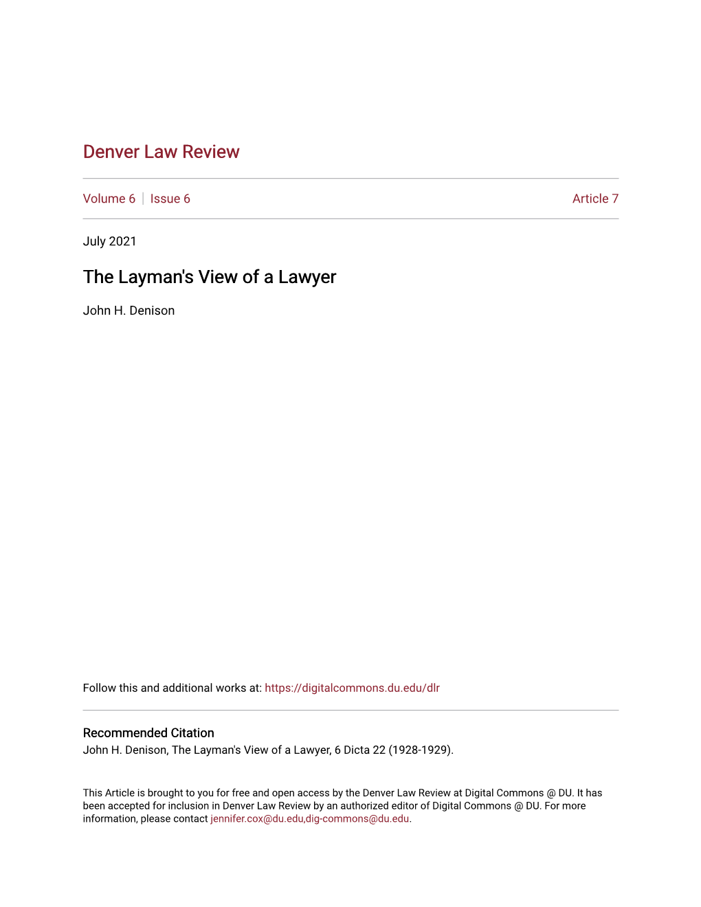 The Layman's View of a Lawyer