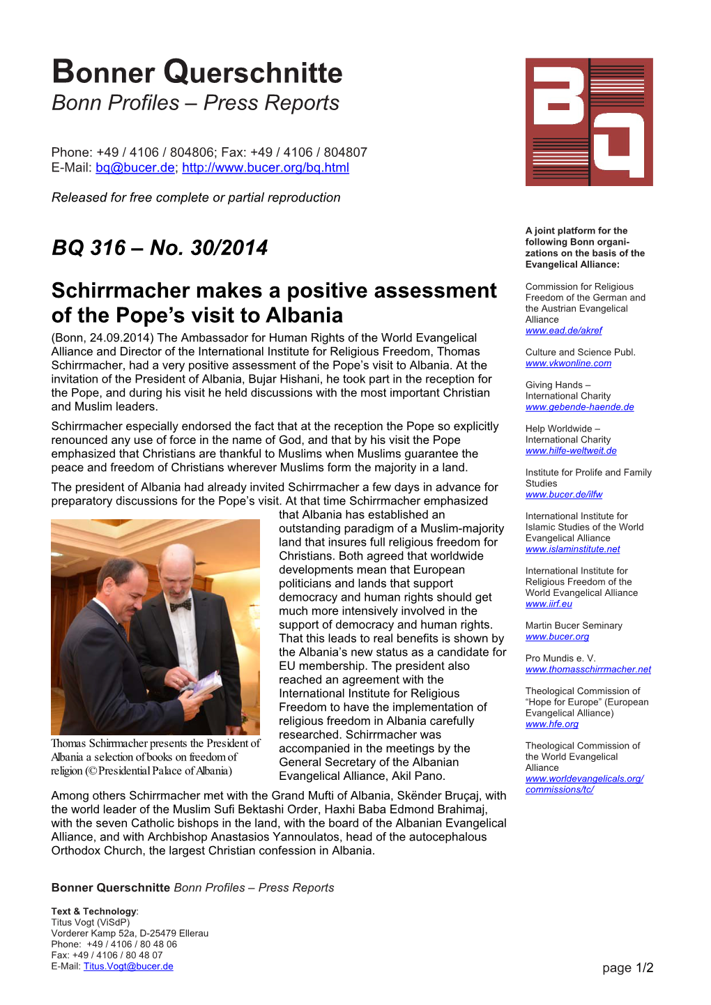 Bonner Querschnitte Bonn Profiles – Press Reports