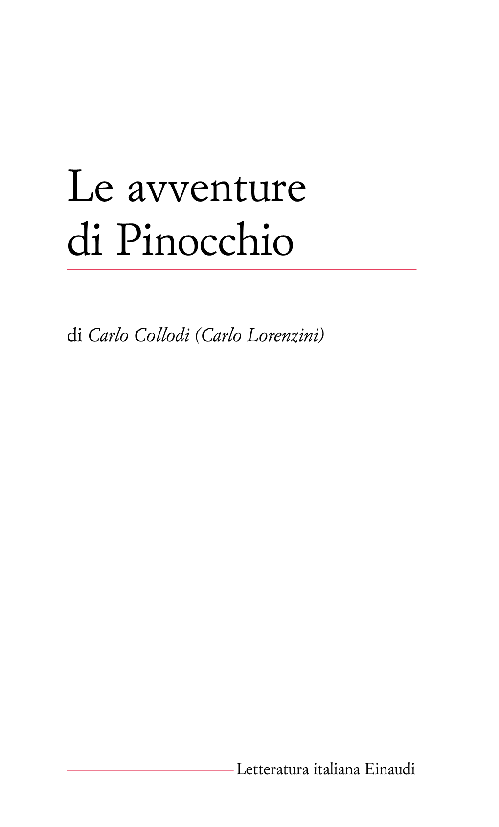 Le Avventure Di Pinocchio