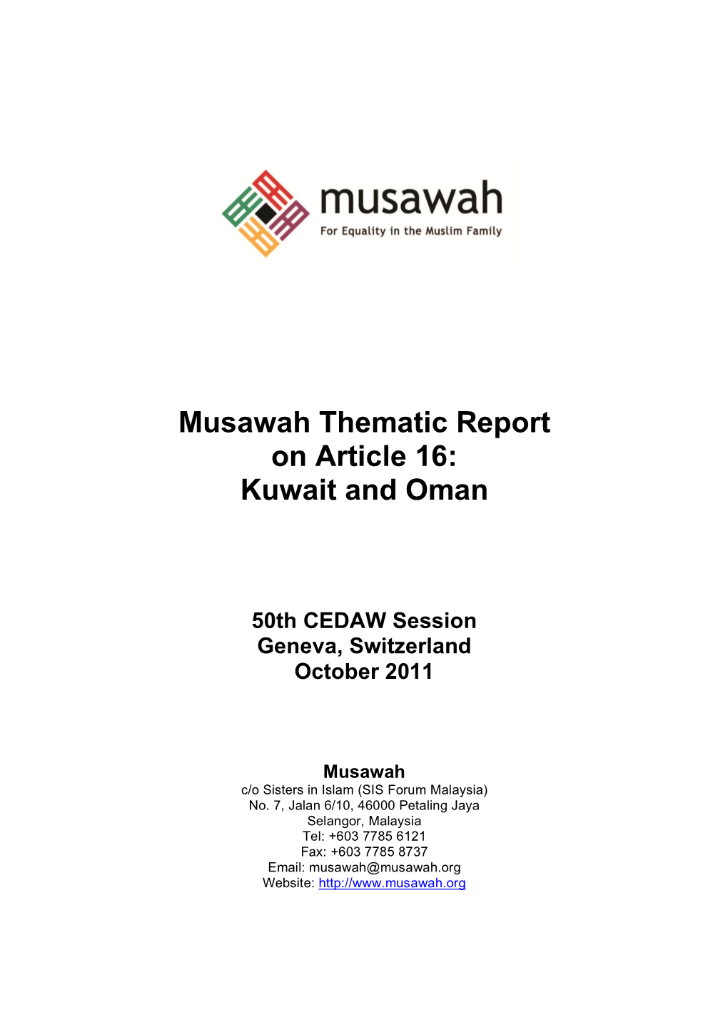 Musawah Thematic Report on Article 16: Kuwait and Oman