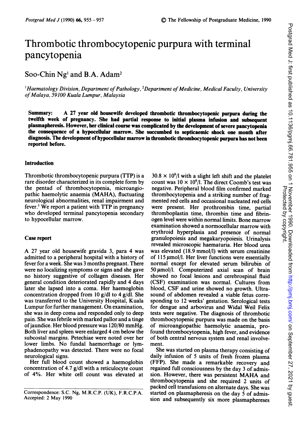 Thrombotic Thrombocytopenicpurpurawith