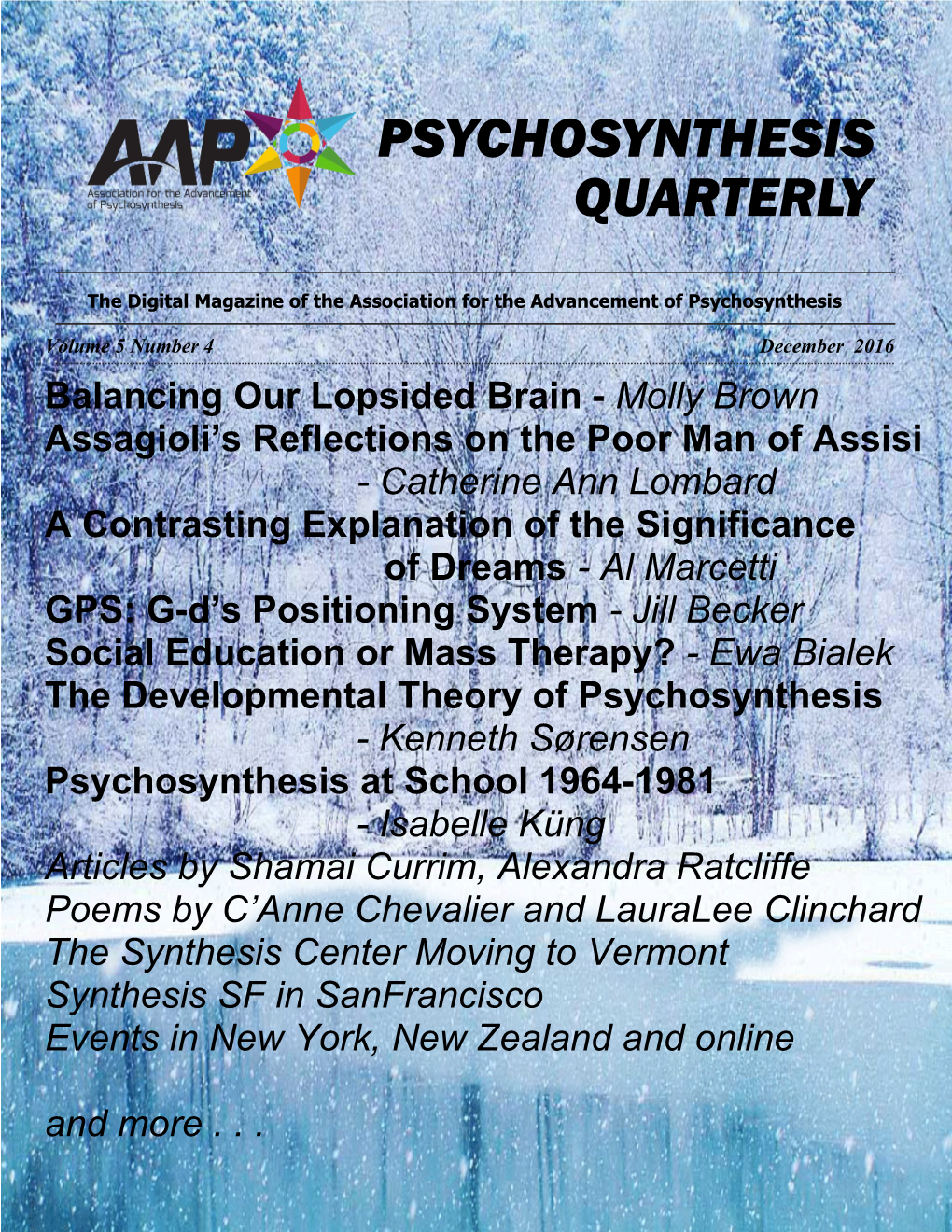 Psychosynthesis Quarterly December 2016