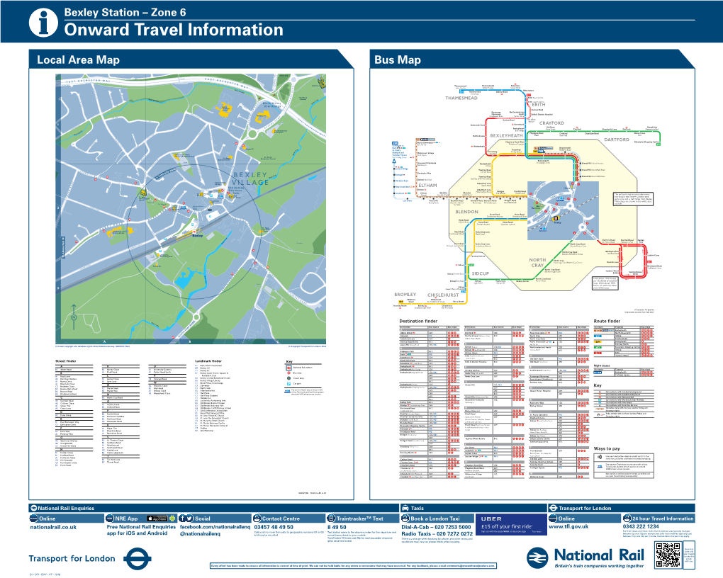 Bexley Station – Zone 6 I Onward Travel Information Local Area Map Bus Map N