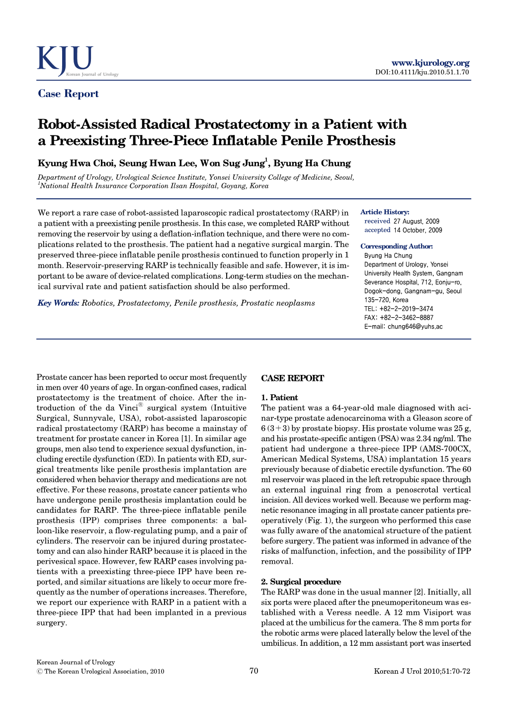 Robot-Assisted Radical Prostatectomy in a Patient with a Preexisting Three-Piece Inflatable Penile Prosthesis