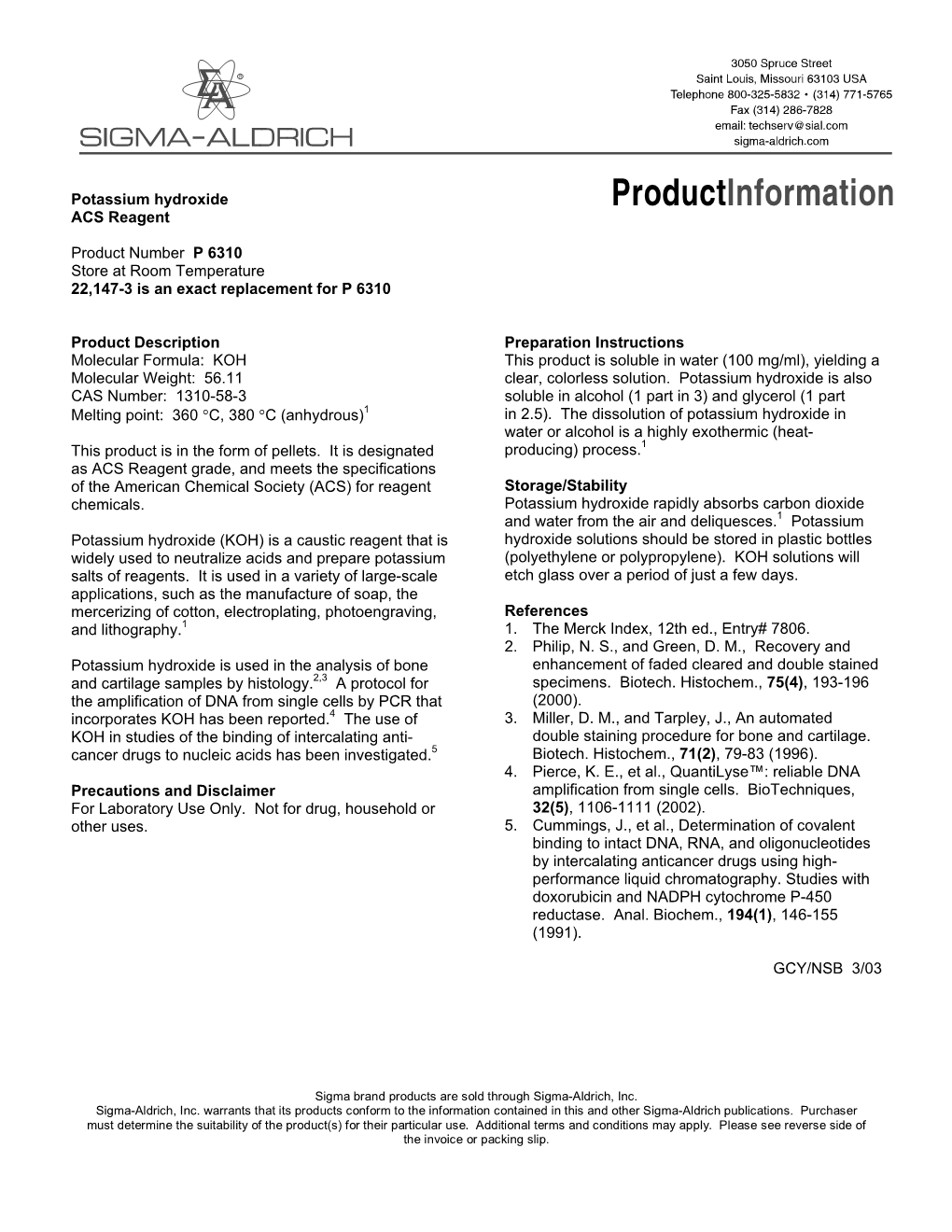 Potassium Hydroxide (P6310)