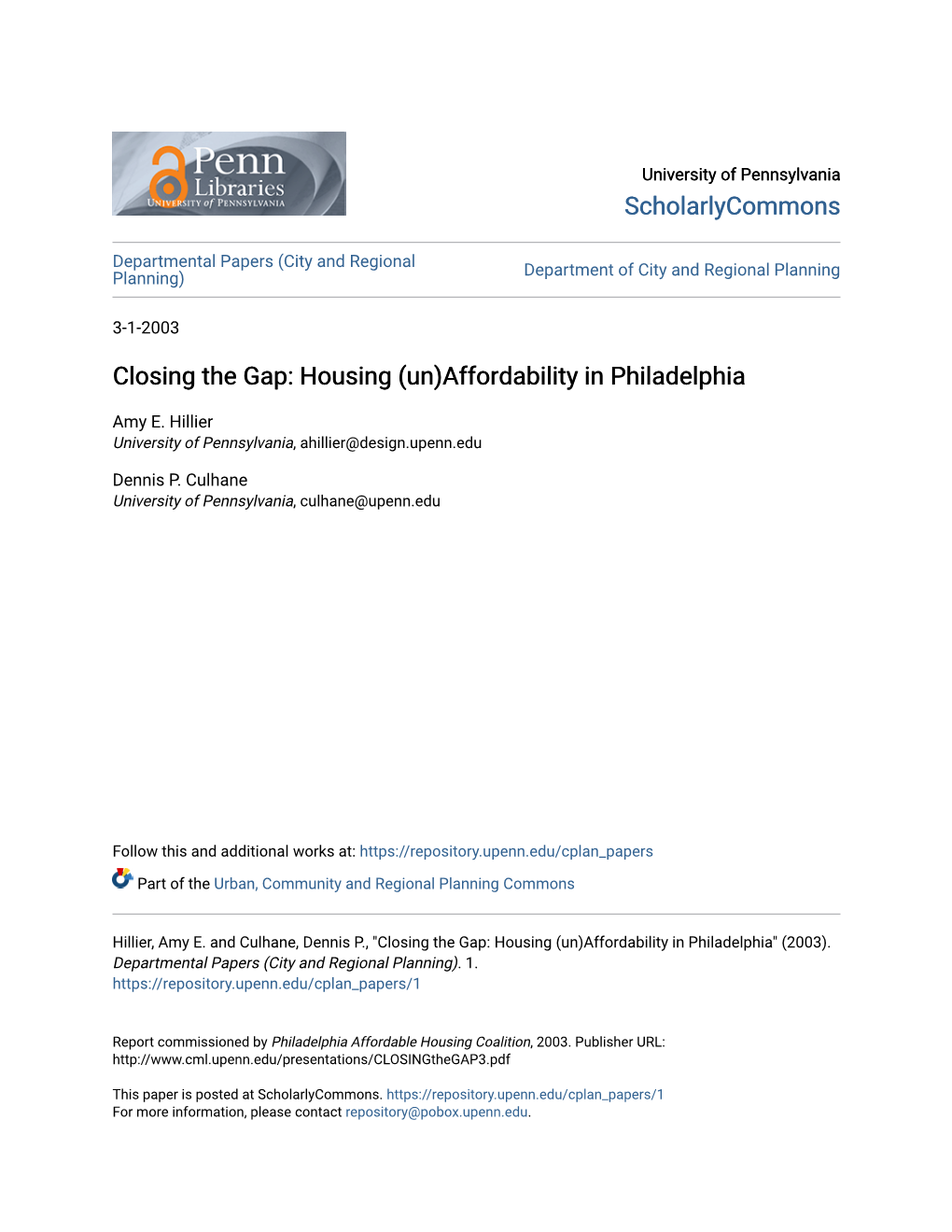 Closing the Gap: Housing (Un)Affordability in Philadelphia