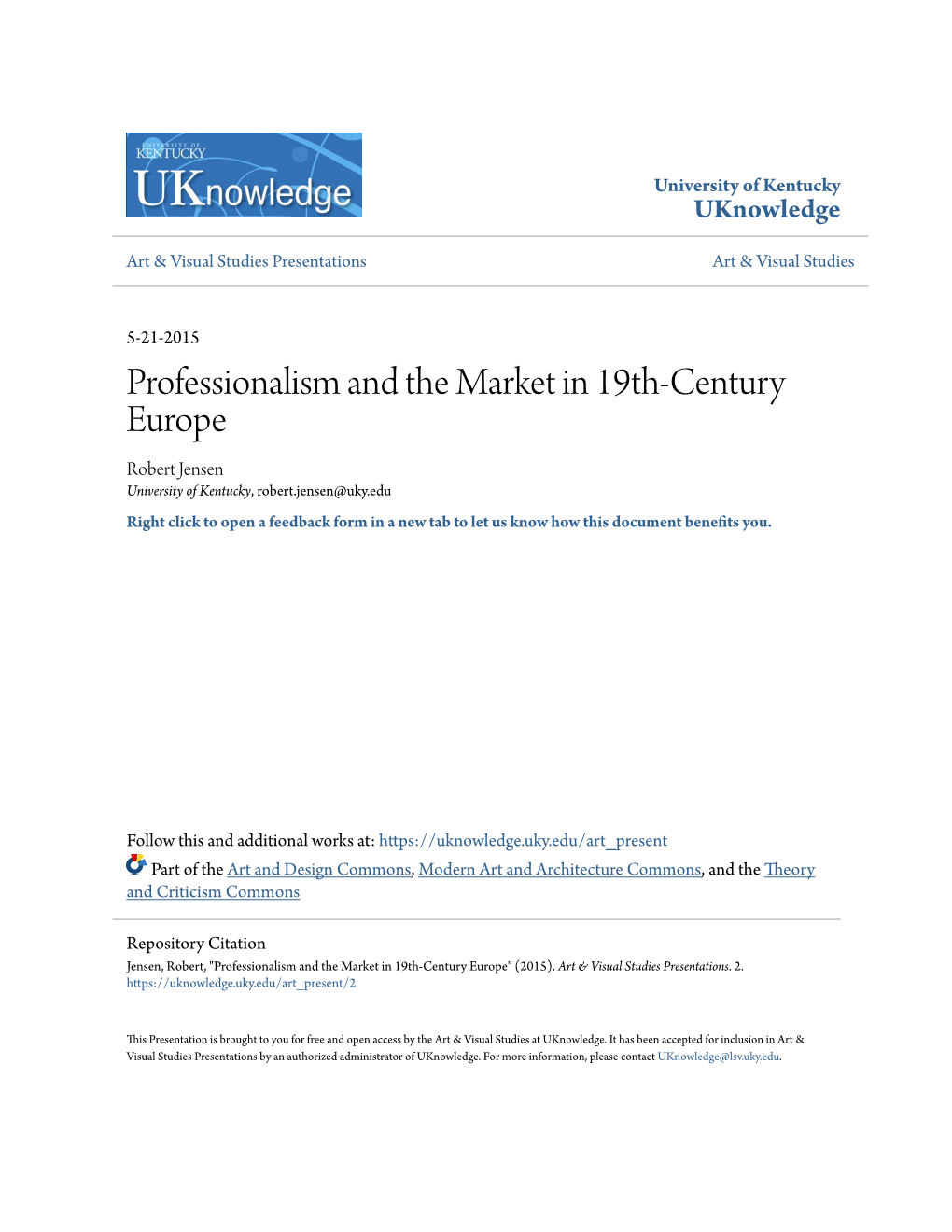 Professionalism and the Market in 19Th-Century Europe