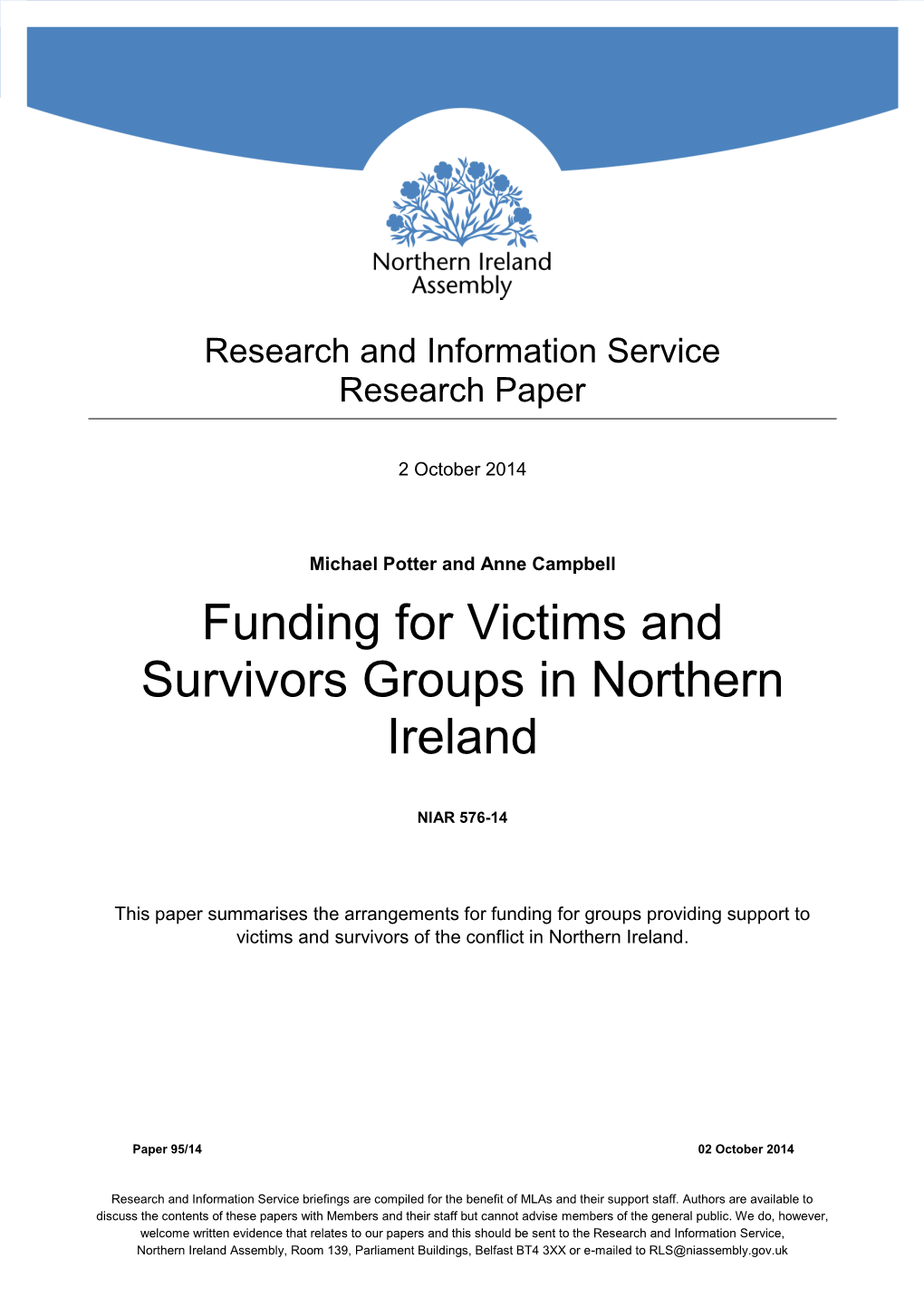 Funding for Victims and Survivors Groups in Northern Ireland