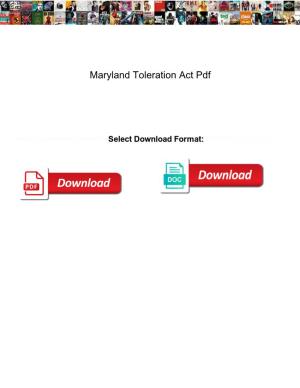 Maryland Toleration Act Pdf