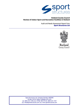 Rutland County Council Review of Indoor Sport and Recreation Facilities in Rutland
