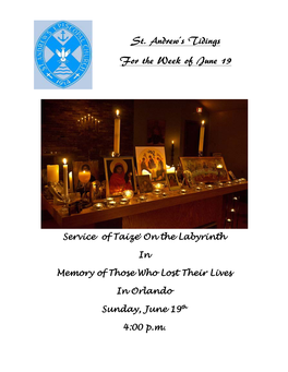 St. Andrew's Tidings for the Week of June 19