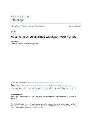 Advancing an Open Ethos with Open Peer Review