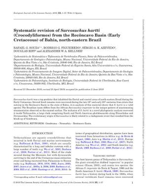 Systematic Revision of Sarcosuchus Hartti (Crocodyliformes) from the Recôncavo Basin (Early Cretaceous) of Bahia, North-Eastern Brazil