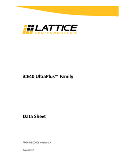 Ice40 Ultraplus Family Data Sheet