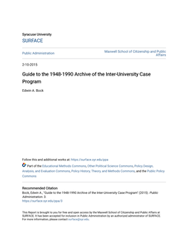 Guide to the 1948-1990 Archive of the Inter-University Case Program