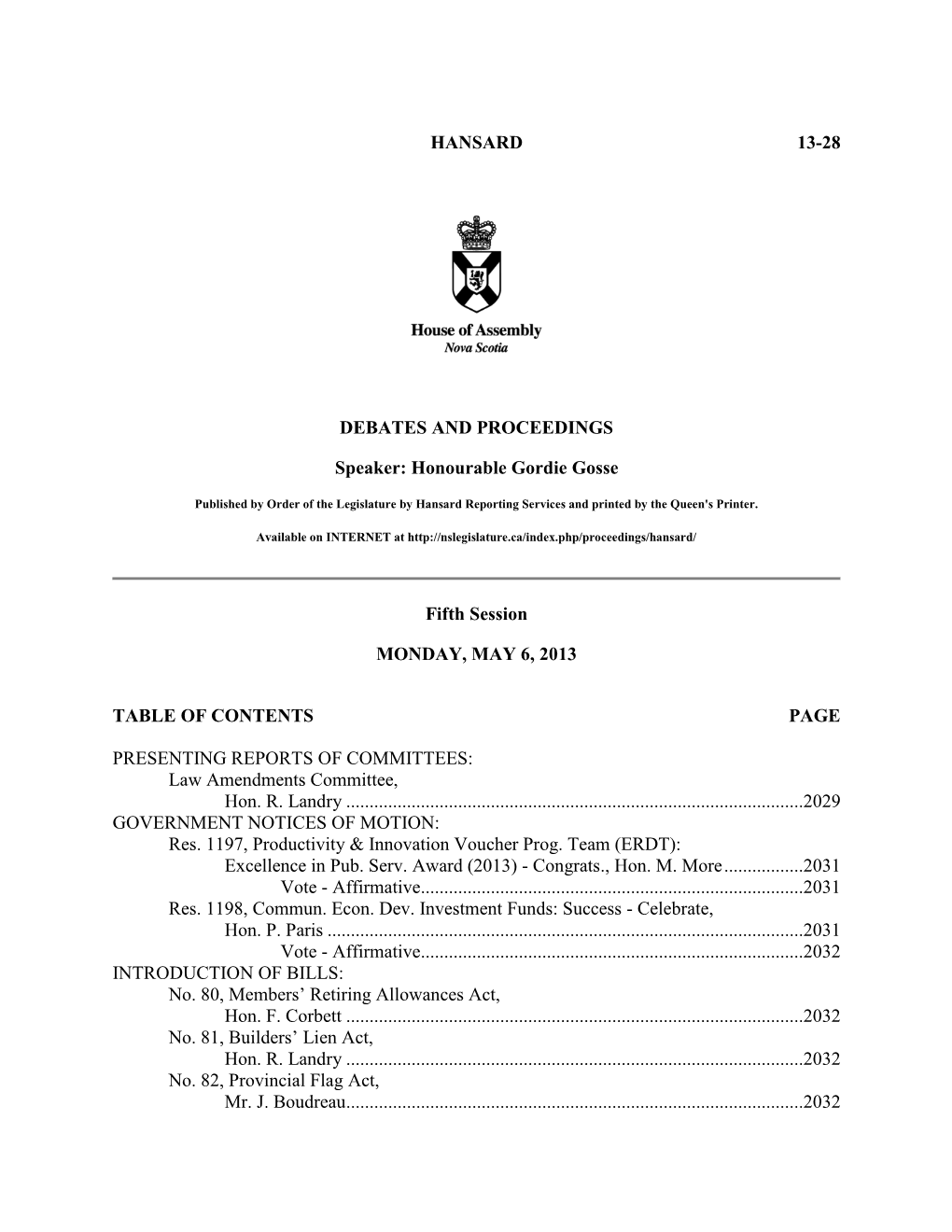 Legislative Proceedings