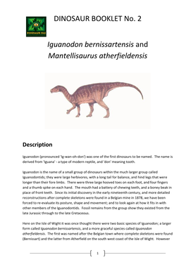 DINOSAUR BOOKLET No. 2 Iguanodon Bernissartensis and Mantellisaurus Atherfieldensis