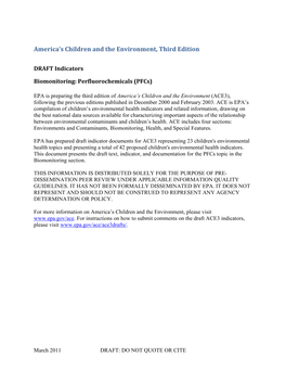 DRAFT Indicators Biomonitoring: Perfluorochemicals (Pfcs)