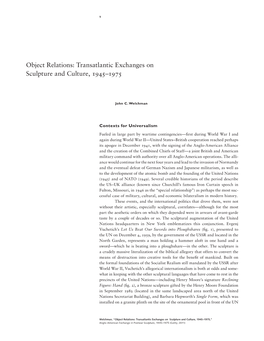 Object Relations: Transatlantic Exchanges on Sculpture and Culture, 1945–1975