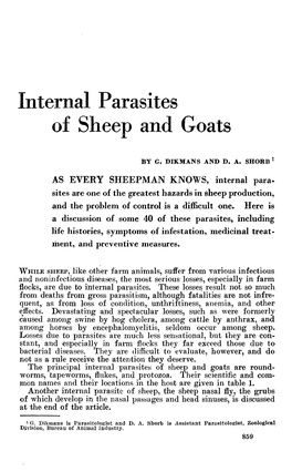 Internal Parasites of Sheep and Goats