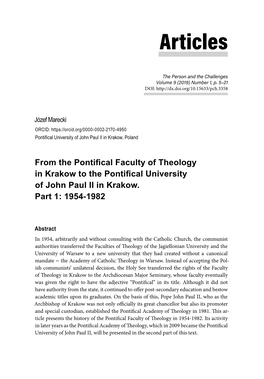 From the Pontifical Faculty of Theology in Krakow To