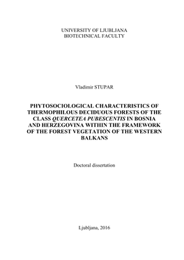 Phytosociological Characteristics Of